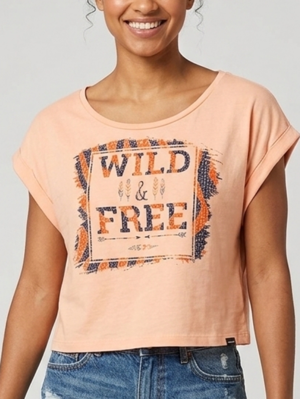 Madame Peach 'Wild & Free' Graphic Crop Top